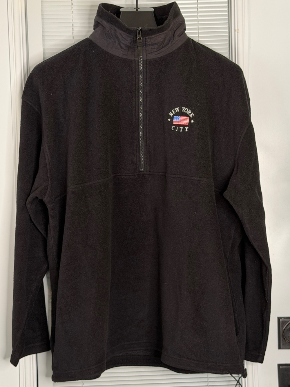 Men’s XXL Half Zip Fleece Embroidered w New York City / US Flag Cozy Oversized